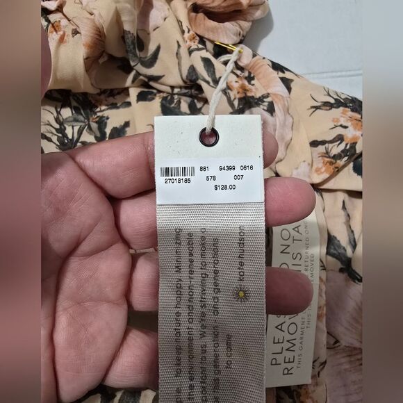 Happy X Nature Smocked Shift Dress Size Medium In Blush Floral Hibiscuos - Picture 6 of 10